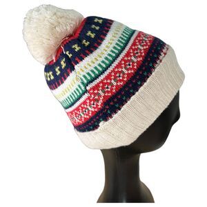 Aerie Knit Stripe Pom Pom Beanie One Size